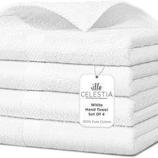 100% Cotton Hand Towel Set of 4, (16 x 28 inches) Sustainable, Soft, Highly Absorbent, Quick Drying, Combed Cotton Hand Towels Pack of 4 Ideal for Hotels, Spa, Bathroom, Dorm, White