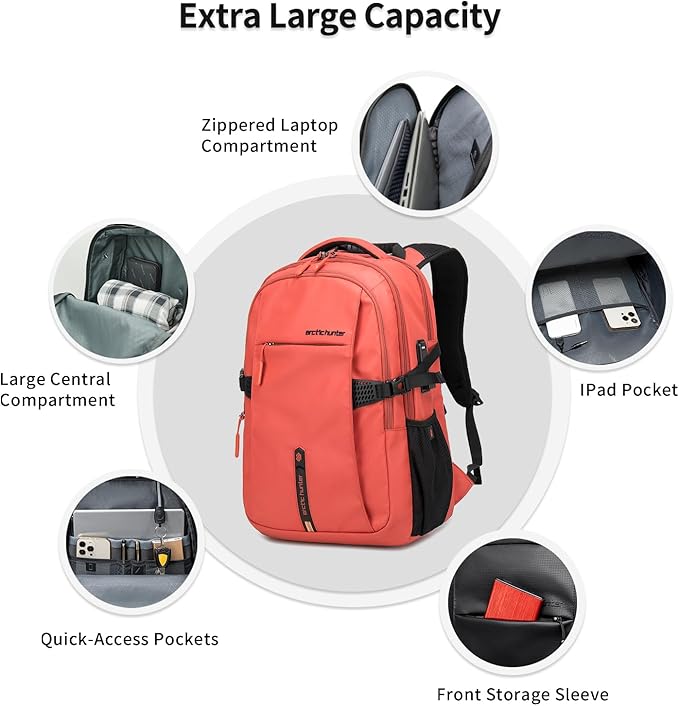 ARCTIC HUNTER AH Orange (Yellow) 15.6 In Laptop Travel Backpack for Couple Women Men, 30L Anti-Theft Compact Carry on Travel Flight Approved for Work, Commuting, and Weekend Casual Daypack