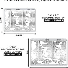 Synerlogic (100pcs) Word/Excel Windows Shortcut Sticker | Reference Guide Keyboard Shortcuts | Work from Home Essentials | Excel Shortcuts Cheat Sheet Laminated Vinyl (White/Small/100)