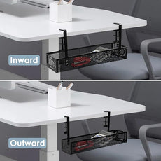 Under Desk Cable Management Tray, Cable Management Under Desk No Drill, Wire Management Tray with Clamp, Cord Organizer for Home Office, Black