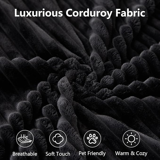 107" Cloud Sectional Couch with L-Shape Chaise, Modern Modular Comfy Sofa with Deep Seat, Upholstered Corduroy Couches Sleeper Chaise Longue for Living Room Bedroom, No Assembly Required, Black