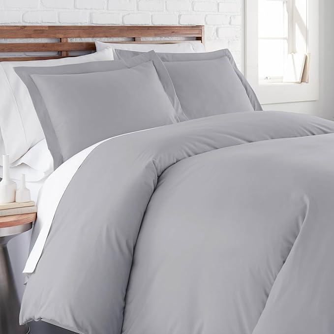 Southshore Fine Living, Inc. Premium Collection Twin Duvet Cover Bedding Set, Soft Grey Duvet Cover Bedspread 2-Piece with one Matching sham (69 in Wide x 98 in Long), Steel Grey, Twin/Twin XL