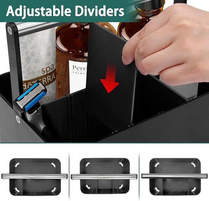 Black Shower Caddy Portable: Plastic Bathroom Caddy Countertop,Cleaning Caddy Organizer with Handle,Utility Hard Shower Basket Storage Tote for Toiletry,College Dorm Room Essential for Guys/Men