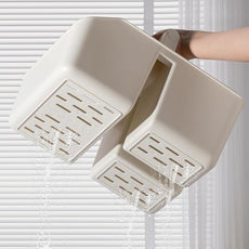 rejomiik Portable Shower Caddy Basket with Bamboo Handle, Plastic Cleaning Caddy Bathroom Organizer Tote for College Dorm Essentials, Bath Toy Storage, Cream