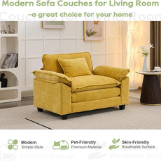 Modular Sectional Sofa, Comfy Cloud Couch, Chenille Sofa Sleeper with Deep Seat and Throw Pillows for Living Room (Yellow, 53