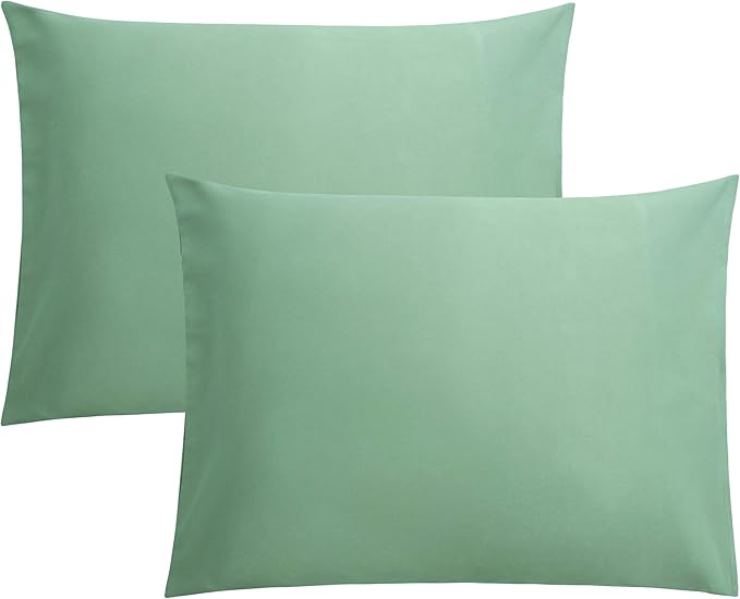 FLXXIE Microfiber Pillow Cases Standard Size, Soft Pillowcases with Envelope Closure, Wrinkle, Stain Resistant Pillow Covers, 20x26, Sea Green