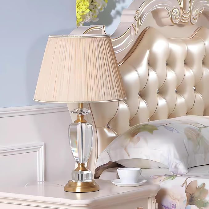 European Crystal Table Lamp Romantic Nightstand Light Bedroom Bedside Living Room Dorm Decor Accent Lighting for Home Interior