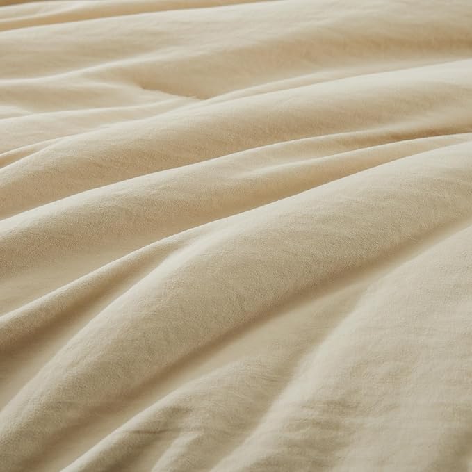 WRENSONGE King Size Comforter Set, 7 Pieces Beige Soft Bed in a Bag King with Fitted Sheet, Flat Sheet, 2 Pillow Shams, and 2 Pillowcases- Warm Bedding Set for All Season