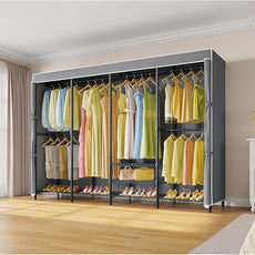 VIPEK V40C Plus Heavy Duty Clothes Rack with Oxford Fabric Cover, Extra Large Covered Clothing Rack for Hanging Clothes Portable Wardrobe Closet Black Closet Rack with Grey Cover, Max Load 1300lb