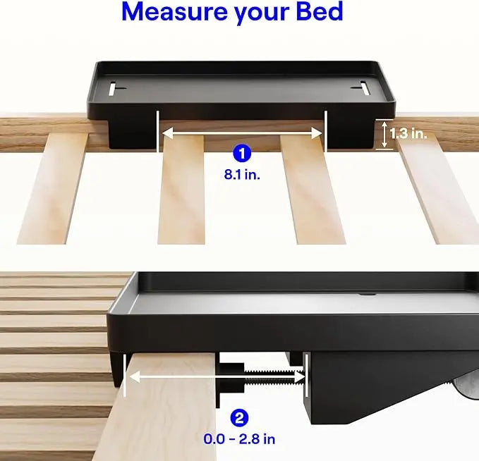 BedShelfie Bedside Shelf for Dorm Room Bunk Bed & Top Bunk, College Dorm Room Essentials, Bedside Caddy, Clip on Floating Desk Tray, Bed Side Table Storage, Loft Nightstand Decor - Cable Catch, Black BedShelfie