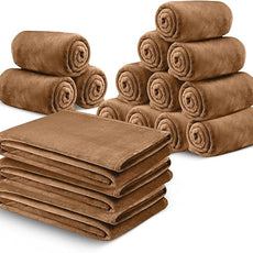 IR Imperial Rooms Fleece Blanket 16 Pack - Super Soft Fluffy Camel Throw Blanket for Sofa and Bed - Warm and Cozy Lightweight 400 GSM Microfiber Bed Throws Blankets, 50x60 Inches (Throw/Travel)