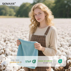 SEMAXE Bathroom Hand Towel, 100% Cotton Towels with Hanging Loops, Hotel Spa Quality Highly Absorbent Towel Set of 4, 27