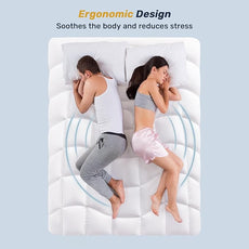 Unikome California King Mattress Pad Waterproof - Ergonomic Quilted Fitted Cal King Mattress Topper, 5-Layers Noiseless Washable Mattress Protector Cover with 8