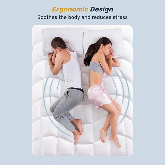 Unikome California King Mattress Pad Waterproof - Ergonomic Quilted Fitted Cal King Mattress Topper, 5-Layers Noiseless Washable Mattress Protector Cover with 8"-21" Deep Pocket (White,72x84)