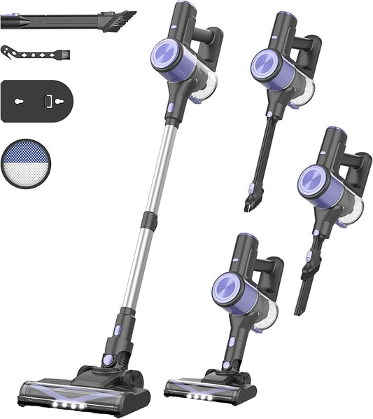 N17 Cordless Vacuum Cleaner, Upgraded Lightweight Stick Vacuum for Home, Max 45mins Runtime, Powerful Suction, Self-Standing, Anti-Tangle, Rechargeable Vacuum for Hard Floors Carpets Pet Hair