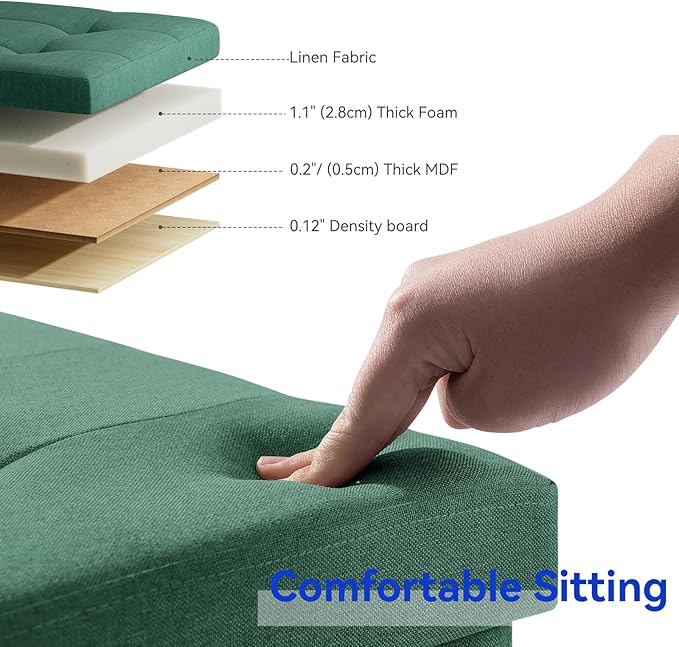 BRIAN & DANY 30 Inches Folding Storage Ottoman Bench, Ottoman with Storage Bench for Bedroom, Living Room, Entryway, Foot Rest with Legs, Dark Green