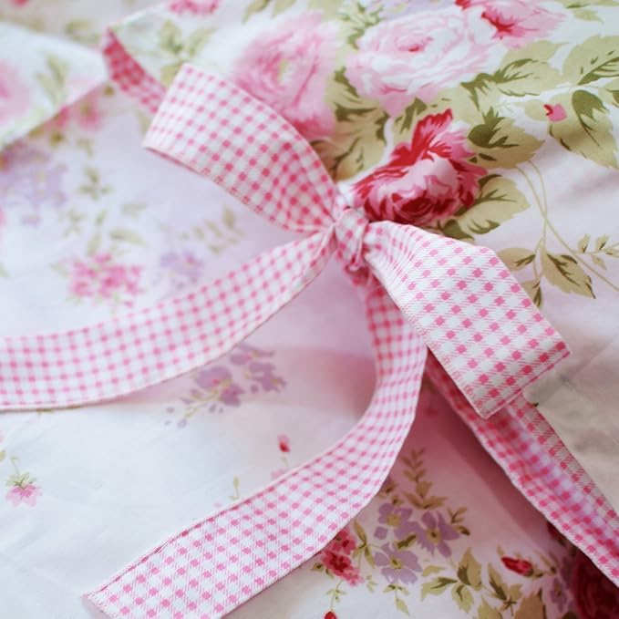 FADFAY Cotton Bed Sheets Set Shabby Rose Floral Print Sheet Bedding 4-Piece Twin Extra Long Size