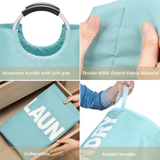 125L X-Large Laundry Basket, Freestanding Tall Clothes Hamper, Collapsible Laundry Bag, Light Blue