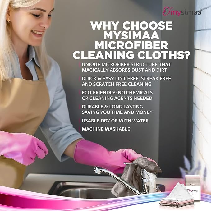 XL Lint Free Microfiber Cleaning Cloth, Cleaning Rags, Microfiber Towels, Glass Cloths, Lint Free Towel, Window Cleaning Cloth - Set of 12