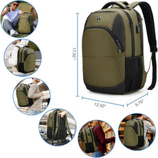 Swissdigital Design Business Laptop Backpack, College Laptops Backpack with USB Charging Port for Men and Women Fits 16 Inch Notebook, Olive | SD1670-26