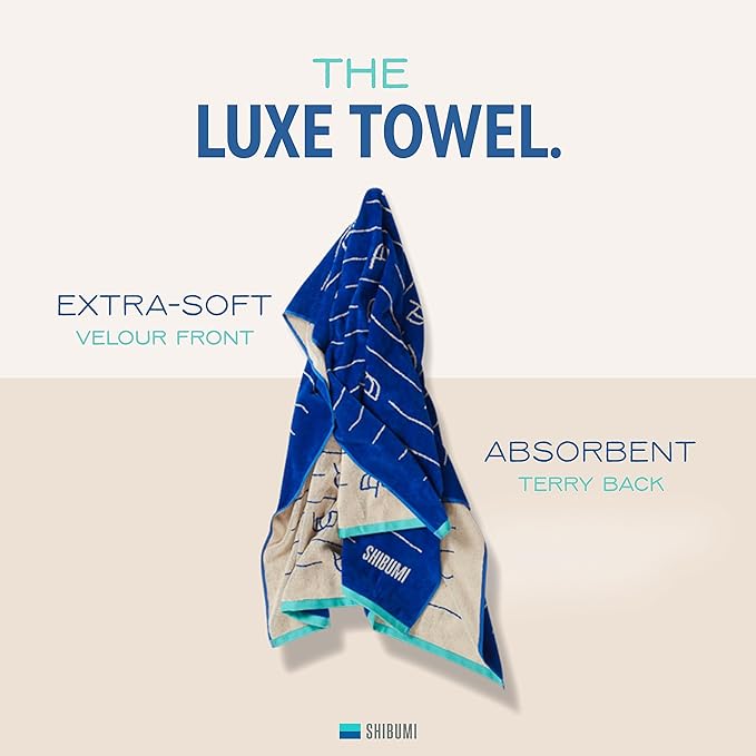 Shibumi Luxe Towel, Shady Days, 35"" x 68"", Oversized and Lightweight Beach Towel, Extra Soft Velour Front and Absorbent Terry Back, 100% Cotton & Machine Washable