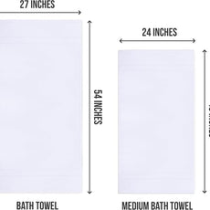 Utopia Towels 6 Pack Bath Towel Set (27 x 54 Inches), 500 GSM 100% Ring Spun Cotton Medium Lightweight and Highly Absorbent Quick Drying, Premium Towels for Hotel, Spa and Bathroom (White)