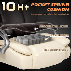 500lbs Big and Tall Office Chair with Dual Rubber Wheel and Pocket Spring Cushion, Comfy Heavy Duty Office Chair for Low Back Pain Relief, Large Executive Desk Chair with Adjustable Lumbar Support