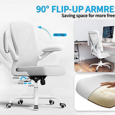 White Office Chair for Big and Tall People - 400lbs Wide Seat Computer Desk Chair Gaming Ergonomic High Back Cushion Lumbar Support with Comfy Mesh Swivel Rolling Home Task Chair