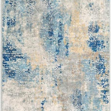 Lahome Modern Abstract Rug Runners for Hallways Non Slip, 2x7 Carpet Runner Rug for Kitchen Non Skid Washable, Soft Floor Mat for Bathroom Bedside Entrance RV, Blue/Yellow/Ivory