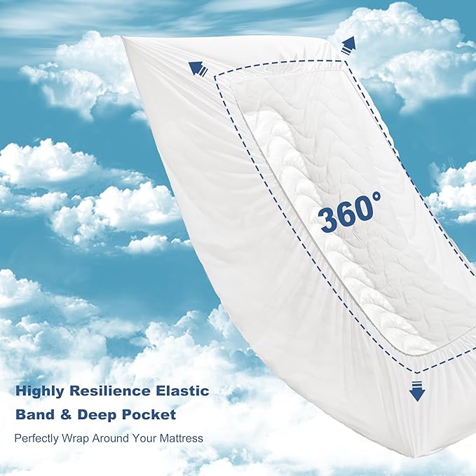 GRT Twin XL Mattress Protector, 100% Waterproof Mattress Protector Twin XLong with Dual-Layers Protection, Noiseless Quilted Fitted Mattress Pad Cover with 8"-26" Deep Pocket