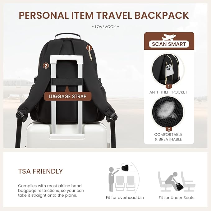 LOVEVOOK Laptop Backpack for Women with Pouch Pocket for Large Capacity Cup,18 Inch Teacher Nurse College Work Backpack Purse,Waterproof Laptop Bag Computer Back Pack for Travel, Nude+Wicker pattern