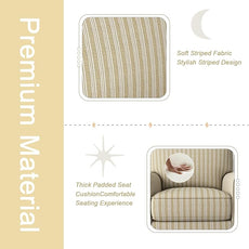 INZOY Swivel Accent Chair Set of 2, Mid Century Modern Reading Chair, Upholstered Swivel Square Chair for Living Room Bedroom Small Spaces, Fully Assembled, Brown Stripe