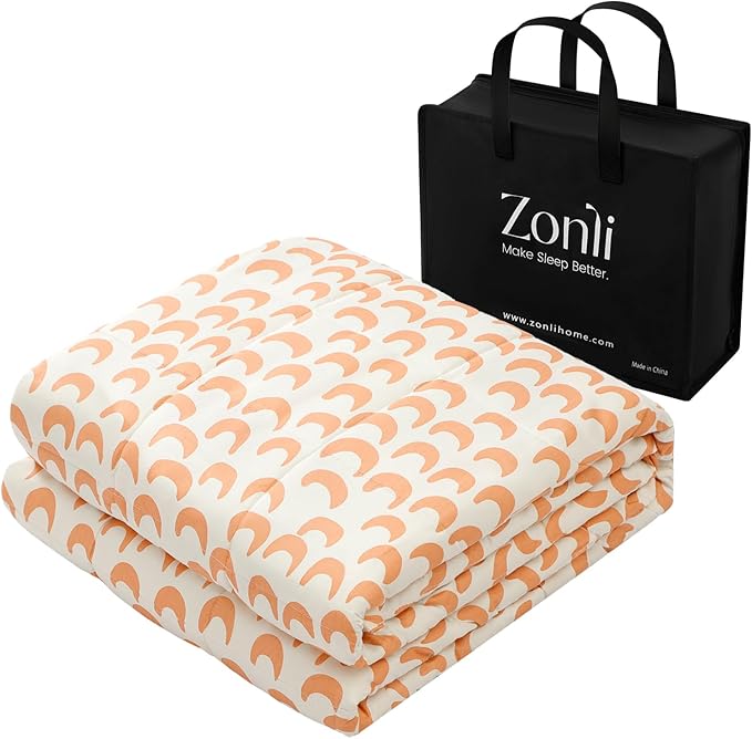 ZonLi Weighted Blanket for Adults (100% Cotton, 60"x80", 17lbs, Pink Moon) Queen Size High Breathability Cooling Heavy Blanket, Soft Material with Premium Glass Beads, All-Season, Easy Care