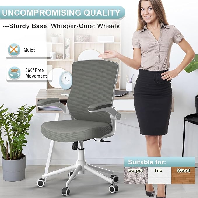 Office Chair, High Back Desk Chair Adjustable Height and Ergonomic Design Home Office Computer Chair, Executive Lumbar Support Padded Flip-up Armrest Office Chair