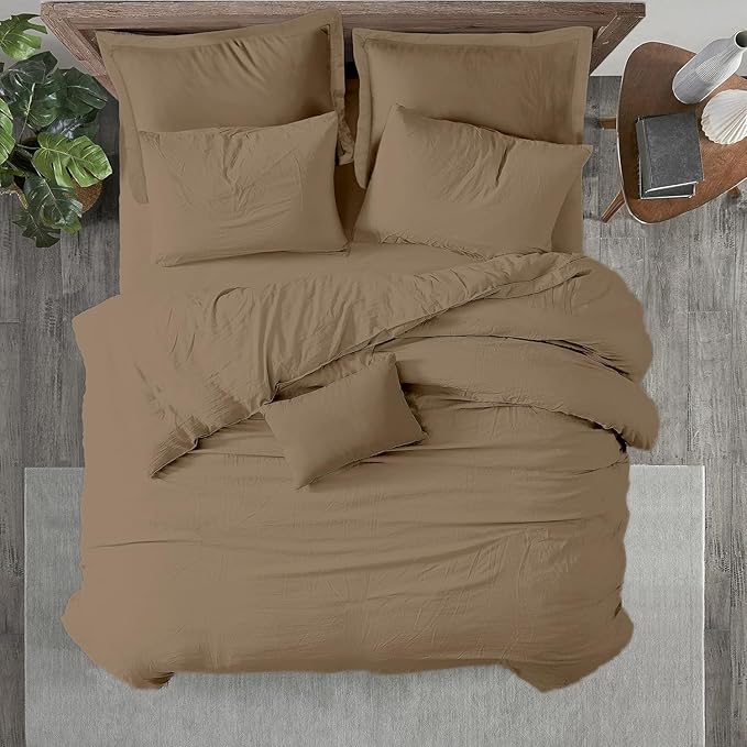 Kotton Culture 3 Pc Duvet Cover Queen Size/Full Size Set-100% Egyptian Cotton Sateen 600 Thread Count Ultra Soft Premium Durable Comforter Cover Zipper Closure & Corner Ties- (Taupe, 90" X 90")