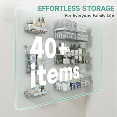 Veken Shower Caddy 6-Pack, Family Choice Award Winner, Large Wall Mounted Shower Rack, Bathroom Shelves Over Toilet, Organizer Storage Accessories with Soap Dish&Toothbrush Holder