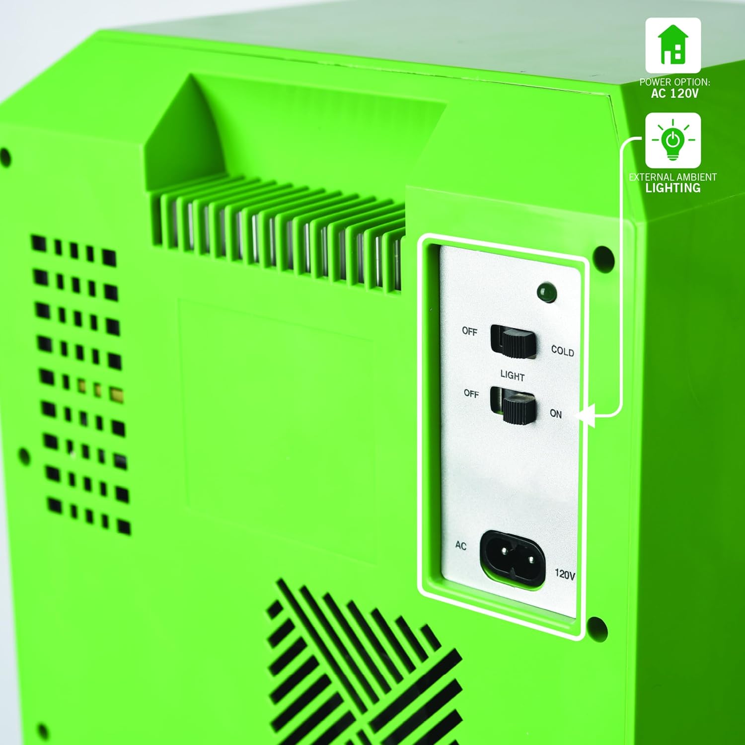 Ukonic Minecraft Legends Creeper Mini Fridge 8L – Holds 12 Cans, LED Lights, AC/DC Thermoelectric Cooler, Removable Shelves, Compact for Dorm, Office, Gaming Dormly