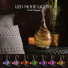 Porseme 280ml Essential Oil Diffuser Glass Color Changing Aroma Air Diffusers Aromatherapy Ultrasonic Cool Mist Humidifier 7 Running Hours Waterless Auto-Off for Sleeping, Yoga, Office (Dark Golden)