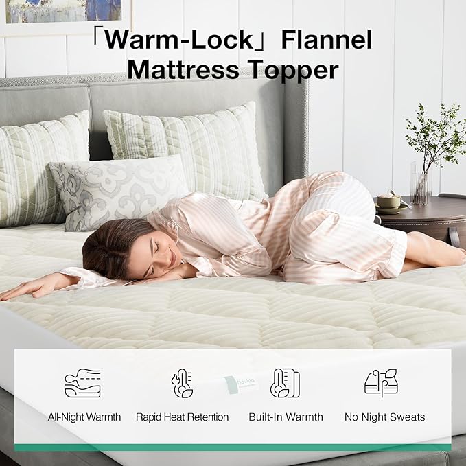 Novilla Twin XL Soft Mattress Topper, Fluffy Pillow Top Mattress Pad for Winter Warmth, Quilted Mattress Protector with Deep Pocket, Fits 8-21" Mattresses, Machine Washable