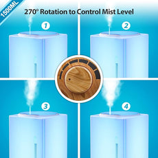 Exqline 1500ml Large Aroma Essential Oil Diffuser - Unique Aromatherapy Humidifier for Large Room (Wood Grain)