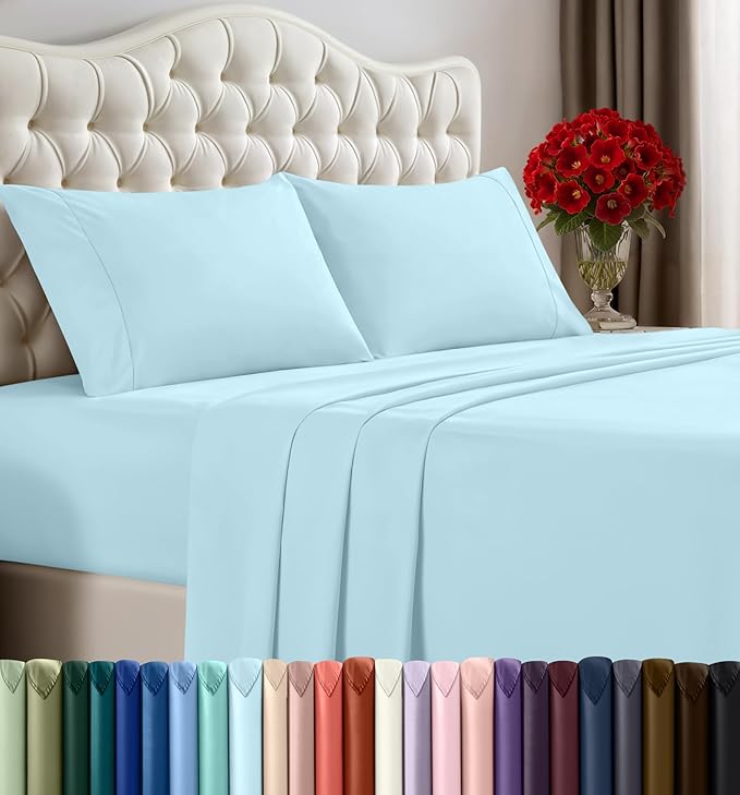 Utopia Bedding Full Sheet Set – 4 Piece Bed Sheets for Full Size Bed, Soft and Breathable Microfiber, Includes 1 Fitted Sheet, 1 Flat Sheet and 2 Pillowcases (Ice Blue)
