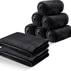 IR Imperial Rooms Fleece Blankets Queen Size 90x90 Inches- 8 Pack - Super Soft Fluffy Throw Blanket for Sofa and Bed - Warm and Cozy Lightweight 400 GSM Microfiber Bed Throws Blankets (Queen, Black)