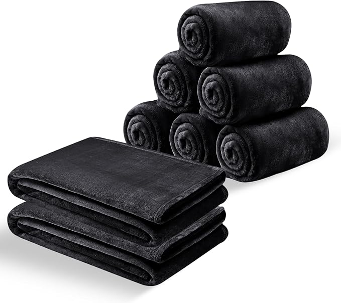 IR Imperial Rooms Fleece Blankets Queen Size 90x90 Inches- 8 Pack - Super Soft Fluffy Throw Blanket for Sofa and Bed - Warm and Cozy Lightweight 400 GSM Microfiber Bed Throws Blankets (Queen, Black)