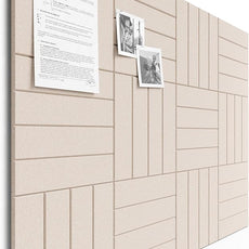 Bumusty Large Cork Board Alternative-47 x35 Felt Bulletin Board Tiles, with 30 Pushpins, 70 Adhesive Tabs, 12-Pack Slat Wall Paneling, Cork Boards for Office Push Pin Board Felt Board-Oatmeal