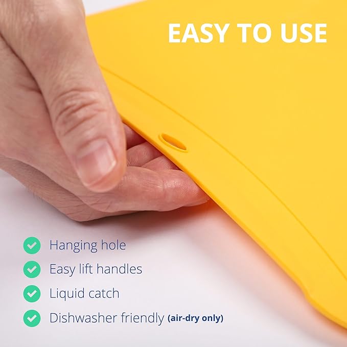 Blue Ginkgo TPU Cutting Mats [Set of 3] – Korean-Made Flexible, Knife-Friendly, Durable Kitchen Cutting Boards (Blue, Yellow, Gray)