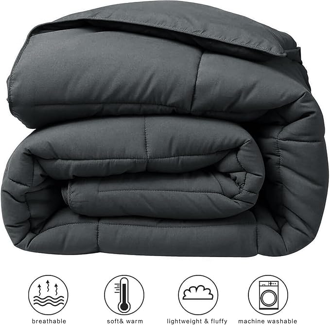 COHOME Quilted Oversized King Size Comforter - All-Season Down Alternative Duvet Insert - Luxury Hotel Winter Warm Dark Grey Comforter with Anti-Clump Tech & 8 Tabs - Reversible （98"x116"）
