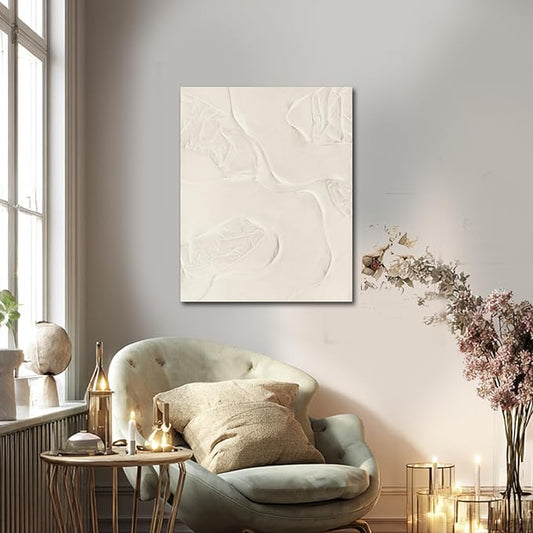 CHUDANHAO Abstract Hand Painted Wall Art Beige Wall Decor Line Hanging Art 32"x40" Large Artwork for Living Room Office Decorations