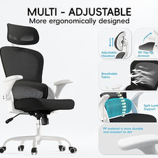 TRALT Office Chair - Ergonomic Office Chair with Back Support, Computer Chair - Home Office Desk Chairs, 330lbs Wide Seat Big and Tall Office Chairs with Headrest, Comfy Desk Chairs (White Black)