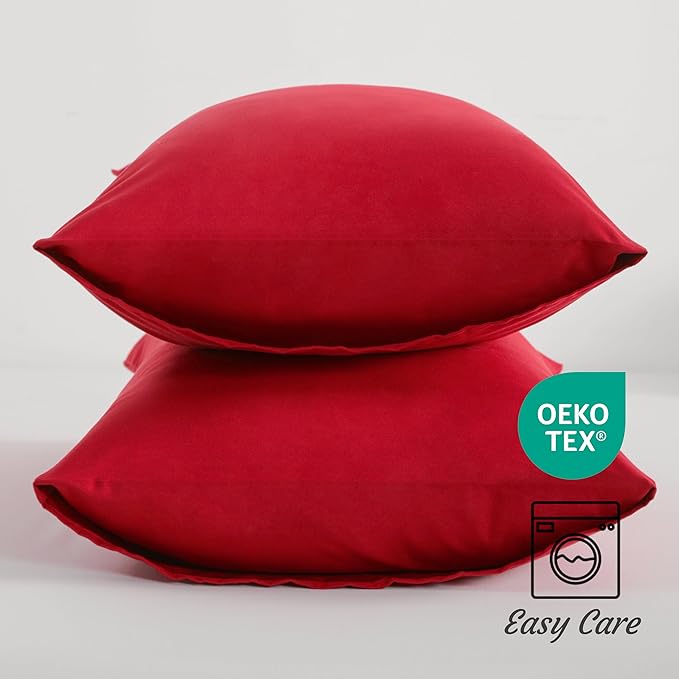 NTBAY King Pillow Cases Set of 2, 2 Pack Brushed Microfiber 20x40 Pillow Cases, Soft, Wrinkle, Fade, Stain Resistant Red Pillow Cases with Envelope Closure, 20x40 Inches, Red