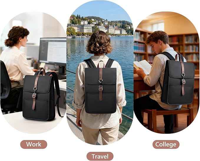 Laptop Backpack for Women & Men, Slim Business Work Backpack with USB Charging Port,Travel Computer Backpack Bag, 15.6 Inch Lightweight Water Resistant Casual Daypack for Office/College/Commuter-Black